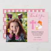 DANK IHNEN FOTO 1. Kommunion - RED HAIR GIRL Dankeskarte (Vorne/Hinten)