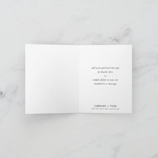 DANK IHNEN FOTO CARD elegante Hochzeit schwarz Dankeskarte (Innenseite)