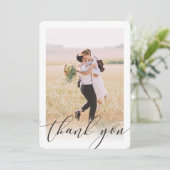 DANK IHNEN Foto elegante Schicht Kalligraphie Einladung (Stehend Vorderseite)