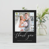 DANK IHNEN Foto moderne Kalligraphie schwarz Dankeskarte (Stehend Vorderseite)
