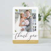 DANK IHNEN Foto moderner Kalligraphie Gold Dankeskarte (Stehend Vorderseite)