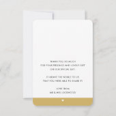 DANK IHNEN Foto moderner Kalligraphie Gold Dankeskarte (Rückseite)