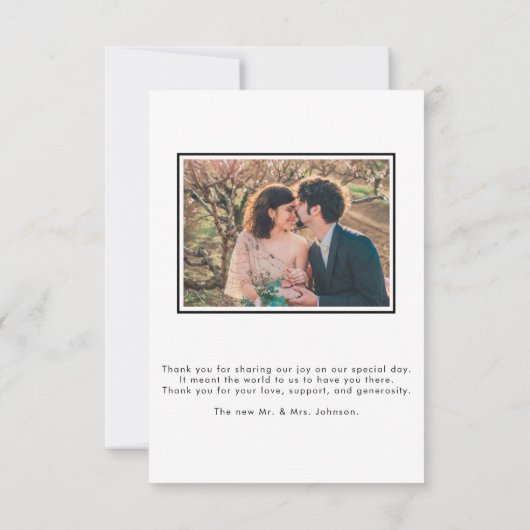 DANK IHNEN Gold 2 Foto Black & White Wedding Dankeskarte (Rückseite)
