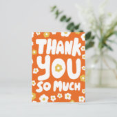 DANK IHNEN Groovy Daisies farbenfrohe Bubble Lette Postkarte (Stehend Vorderseite)