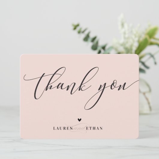 DANK IHNEN Hochzeit Foto elegant rot Rosa schwarz Einladung (Stehend Vorderseite)