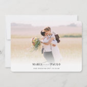 DANK IHNEN Hochzeit Foto moderne Seitenkalligraphi Einladung (Rückseite)