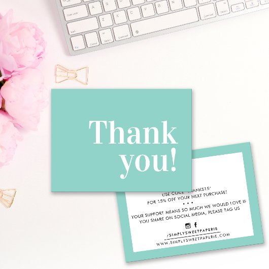 DANK IHNEN moderne Beilage Serifengrün Visitenkarte