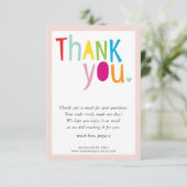 DANK IHNEN moderne, fröhlich fröhliche, bunte Typo Dankeskarte (Stehend Vorderseite)