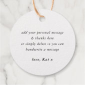 DANK IHNEN moderne handgeschriebene Kalligraphie Geschenkanhänger (Rückseite)