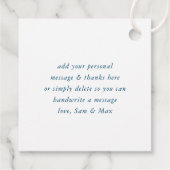 DANK IHNEN moderne handgeschriebene weiße Marine Geschenkanhänger (Rückseite)