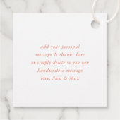 DANK IHNEN moderne handschrift weiß orange Geschenkanhänger (Rückseite)