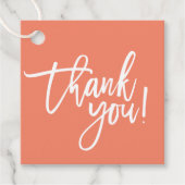 DANK IHNEN moderne handschrift weiß orange Geschenkanhänger (Vorderseite)