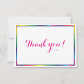DANK IHNEN moderne, helle Regenbogenfarben Dankeskarte (Vorderseite)