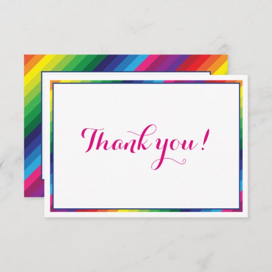 DANK IHNEN moderne, helle Regenbogenfarben Dankeskarte (Vorne/Hinten)