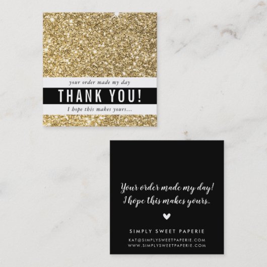 DANK IHNEN moderne, schlichte Glam Luxus Gold Glit Quadratische Visitenkarte (Vorne/Hinten)