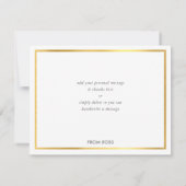 DANK IHNEN moderne stilvolle bordeauxrote goldene Dankeskarte (Rückseite)