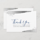 DANK IHNEN modernen Luxus vergoldeten silbernen bl Dankeskarte (Vorne/Hinten)