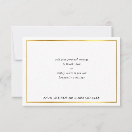 DANK IHNEN modernes, schlichtes, süß-rosa Goldstüc Dankeskarte (Rückseite)