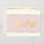 DANK IHNEN modernes stilvolles Rosa Gold schreiben Dankeskarte (Vorne/Hinten)
