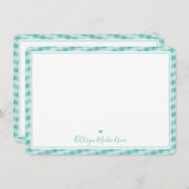 DANK IHNEN niedliches Gingham-Muster hübsche Minze Dankeskarte (Vorne/Hinten)