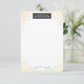 DANK IHNEN NOTIEREN WEDD Mini Gold Konfetti Minze Dankeskarte (Stehend Vorderseite)