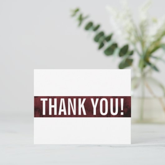 DANK IHNEN NOTWENDIG moderne fette Blockmaroon rot Dankeskarte (Stehend Vorderseite)