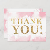 DANK IHNEN NOTWENDIG moderne goldfarbene Glitzer r Einladung (Vorne/Hinten)