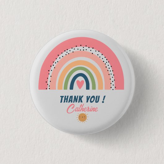 DANK IHNEN RAINBOW NIEDLICH BOHO DESIGN BUTTON (Vorderseite)