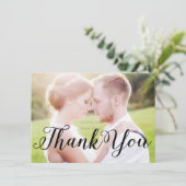 DANK IHNEN Schwarzer TYPOGRAFIE Foto-Karte vorne & Dankeskarte (Stehend Vorderseite)