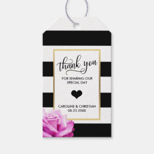 DANK IHNEN Streifen White Pink ROSE Herz Hochzeit Geschenkanhänger