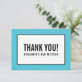 DANK IHNEN viel Spaß mit kühlem schwarzen Türkis RSVP Karte (Stehend Vorderseite)