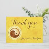 DANK IHNEN WEDD CARD Gold YinYang Doves Harmony Dankeskarte (Stehend Vorderseite)