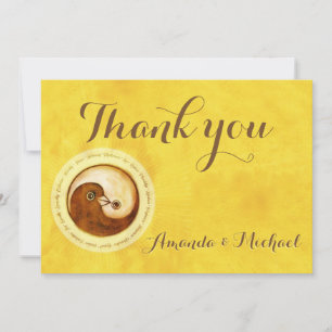 DANK IHNEN WEDD CARD Gold YinYang Doves Harmony Dankeskarte