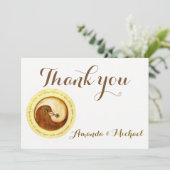 DANK IHNEN WEDD CARD Gold YinYang Doves Harmony Dankeskarte (Stehend Vorderseite)
