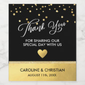 DANK IHNEN White Black Imitats Gold Foil Heart Wed Weinetikett (Einzelnes Label)