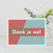 "Dank je wel" Dankeskarte (Stehend Vorderseite)