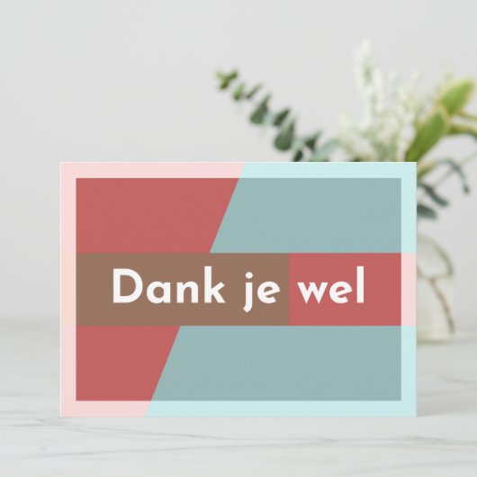 "Dank je wel" Dankeskarte (Stehend Vorderseite)