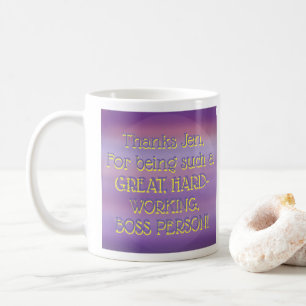 DANK Jen! Lila Mond-Nebel Kaffeetasse