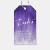 Dank lila abstrakter Hochzeitsmarken oder Geschenk Geschenkanhänger (Vorderseite)