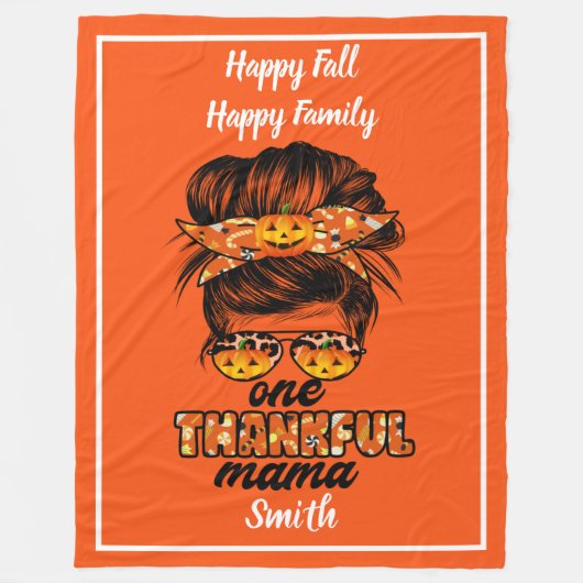 Dank Mama Autumn Text und Farbe anpassen Fleecedecke (Vorderseite)