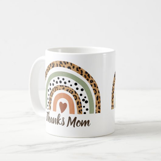 Dank Mama Leopard Spots Print Boho Rainbow Kaffeetasse (Vorderseite Links)