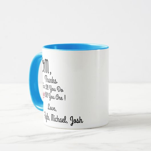 Dank Mama Tasse - Custom Mother's Day Gift (Vorderseite Links)