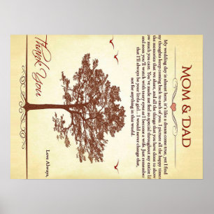 Dank Mama und Vater Geschenk, Mutter/Vater-Tagesge Poster