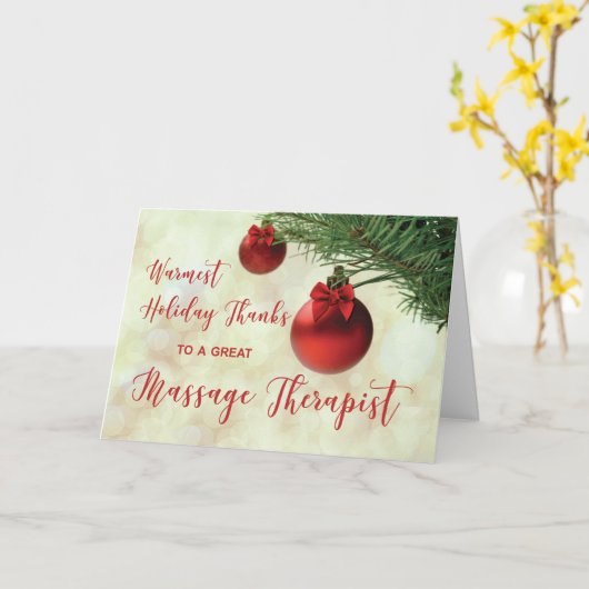 Dank Massage Therapeut Weihnachtsbaum Ornament Karte (Gelbe Blume)