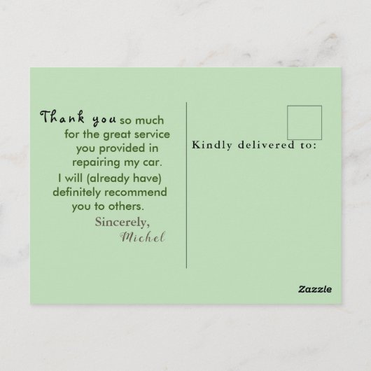 Dank Mechanik Postkarte (Rückseite)