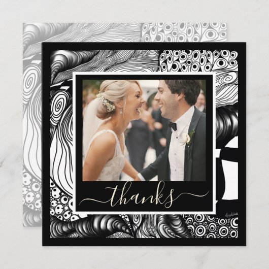 Dank Modern elegant in Schwarz und Weiß mit Foto (Vorne/Hinten)