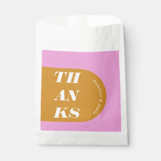 Dank moderner minimaler Rosa- und Gelbtöne Geschenktütchen (Vorderseite)