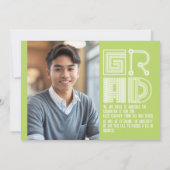 DANK | Neongrüne Abschluss-Ankündigungskarten Einladung (Rückseite)