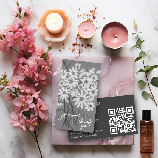 DANK Niedlich Daisy Bouquet QR Code B&W Visitenkarte