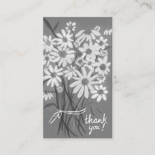 DANK Niedlich Daisy Bouquet QR Code B&W Visitenkarte (Vorderseite)